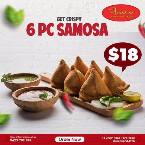 Samosa 6 Pc with Chutney $18